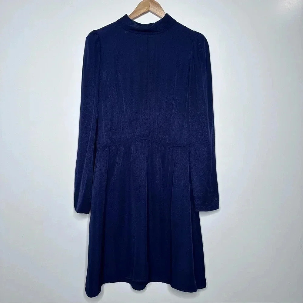 & Other Stories Navy Long Sleeve High Neck Dress Size 12 - Picture 1 of 10